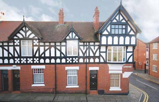 10 Water Tower Street, Chester - Victorian townhouse with black-and-white Tudor-style timber framing